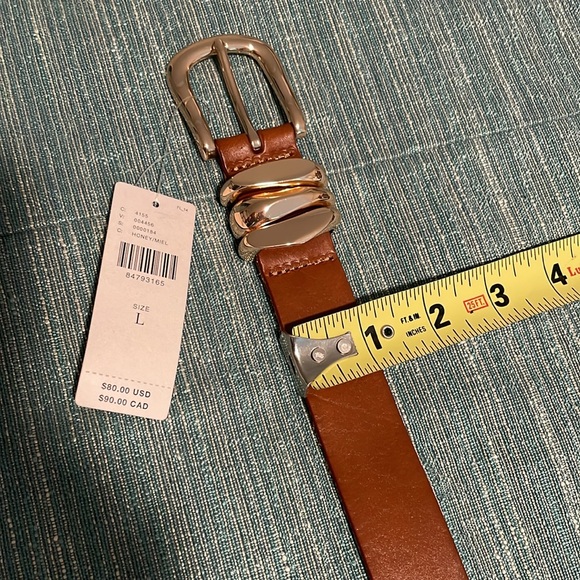 Anthropologie Belt Leather LARGE Structured Keeper Goldtone Buckle Honey NEW - Picture 9 of 13